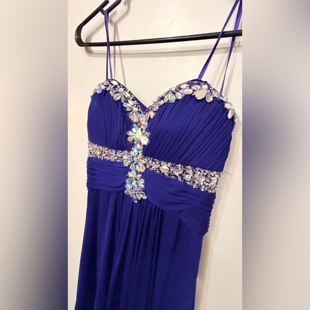 Cache Royal Blue Embellished Prom Dress